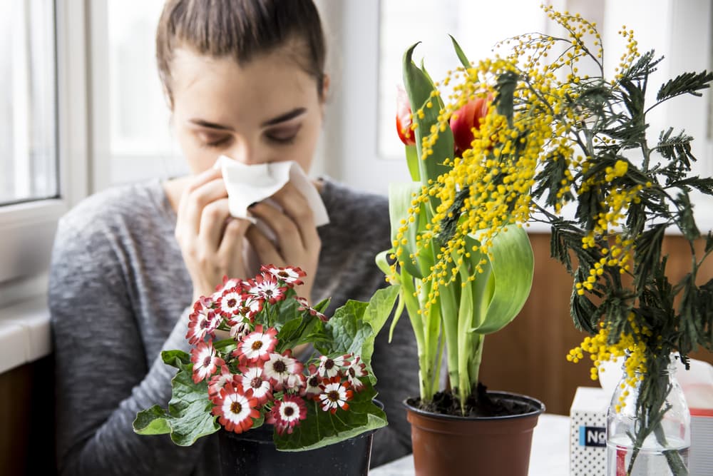 women suffering from allergies